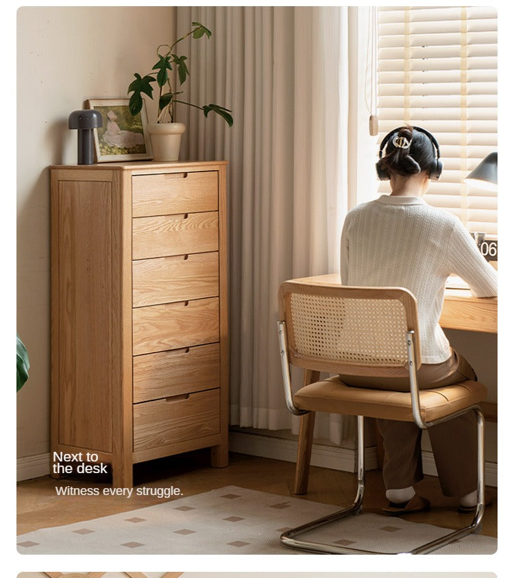 Oak Solid Wood, Solid Rubberwood Nordic Chest of Drawers