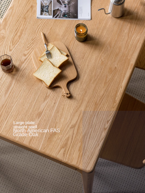 Oak, Ash Solid Wood Log Style Rectangular Dining Table
