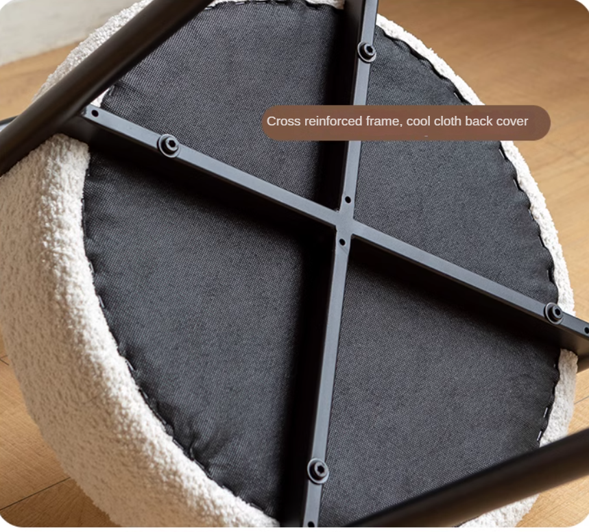 Fabric, Organic Leather Dressing Cream Style Makeup Stool
