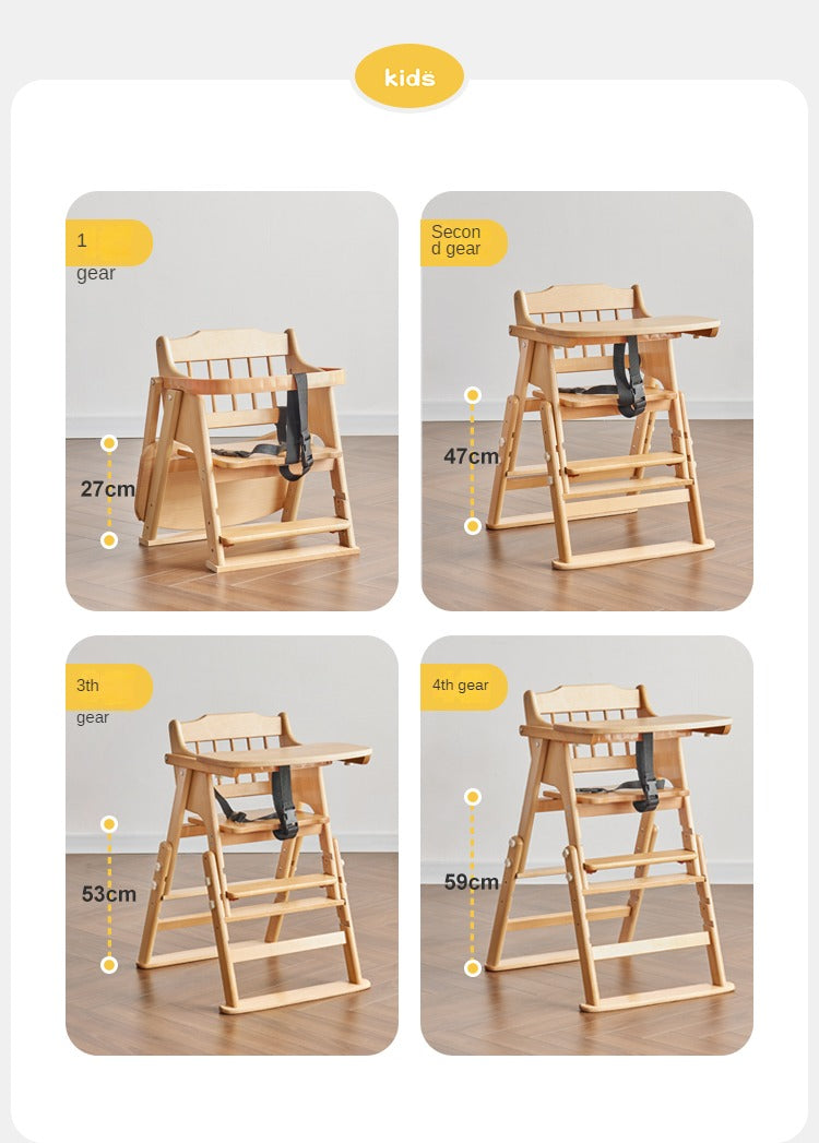 Beech Solid Wood Baby Lifting Dining Chair.