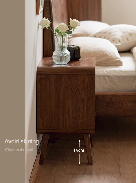 Black Walnut Solid Wood Modern Storage Small Nightstand