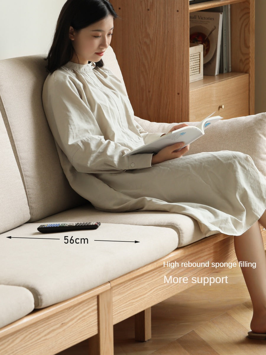 Oak, Ash Solid Wood Modern Nordic Fabric Sofa.