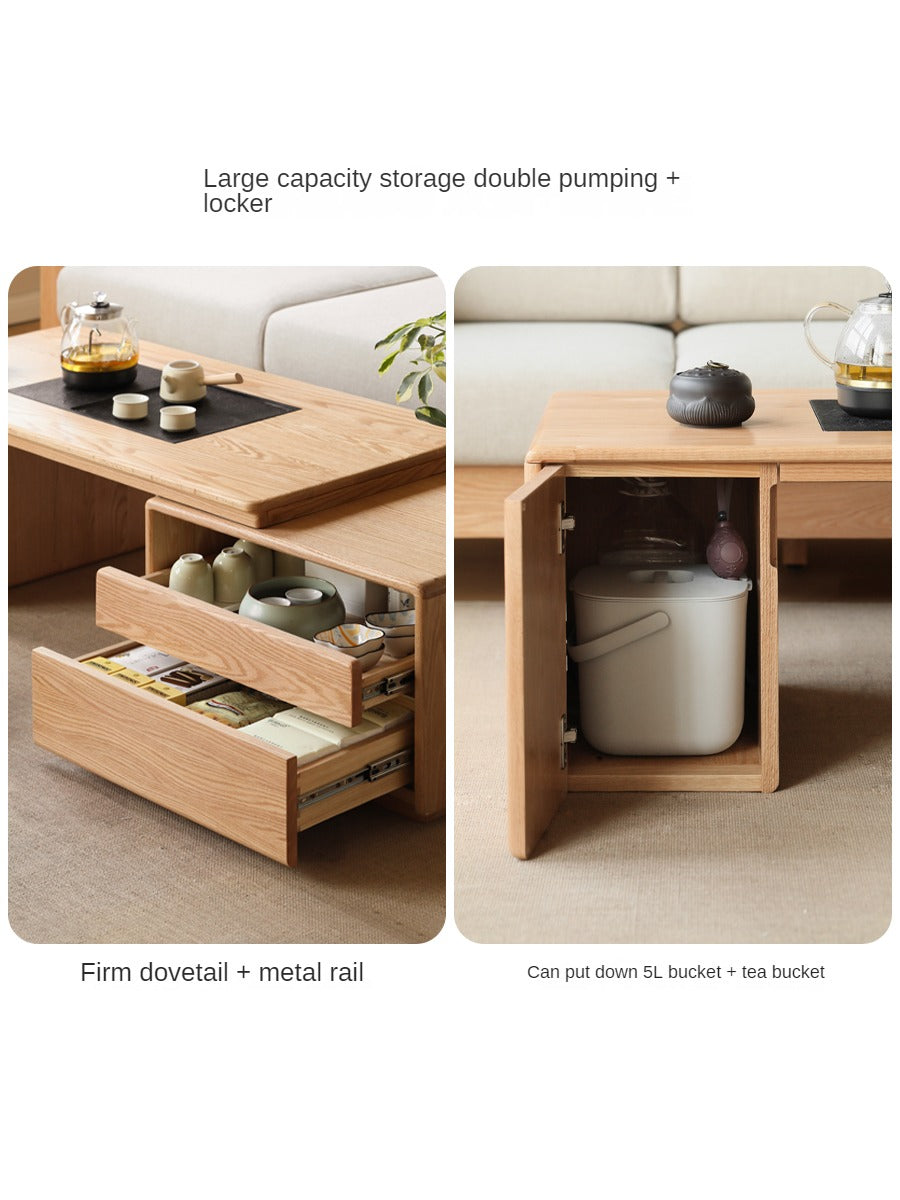 Oak Solid Wood Telescopic Modern Tea Table