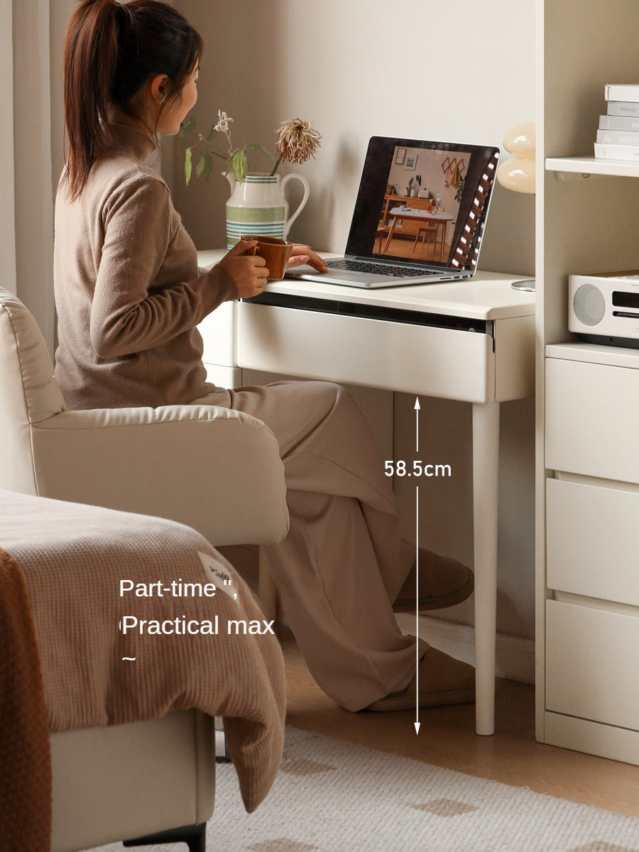 Solid Rubberwood, Poplar Solid Wood Dressing Table Warm White.