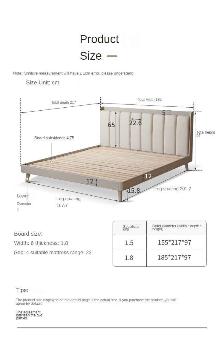 Oak, Poplar Solid Wood Piano Key Bed, Technology Cloth