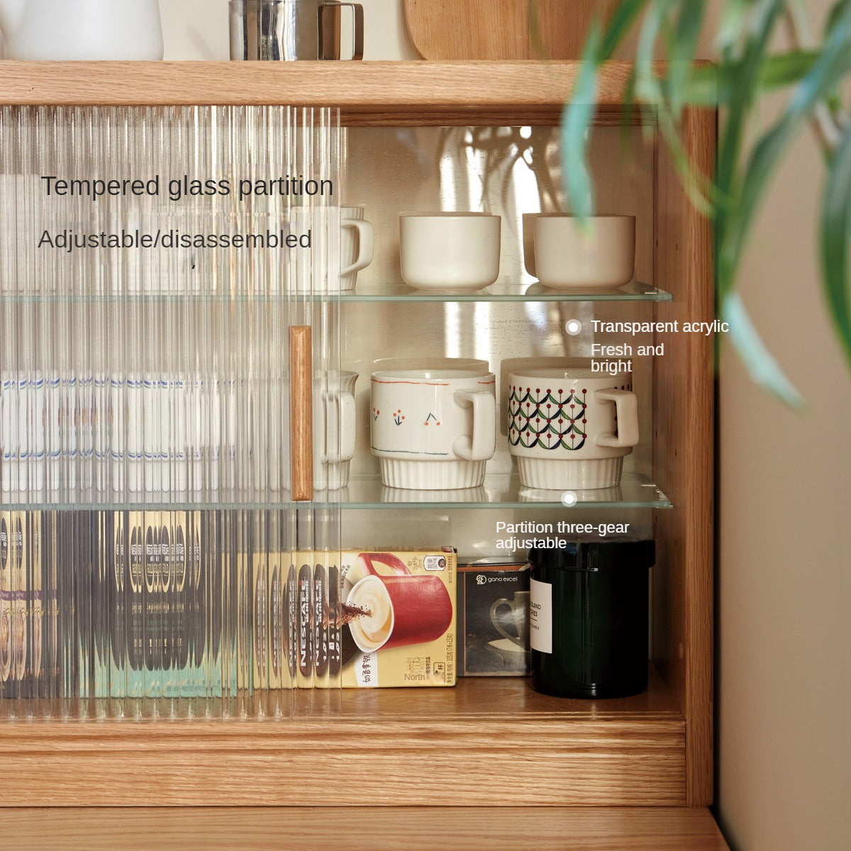 Oak, Cherry, Poplar Solid Wood Desktop Locker Storage Cabinet Glass Sliding Door