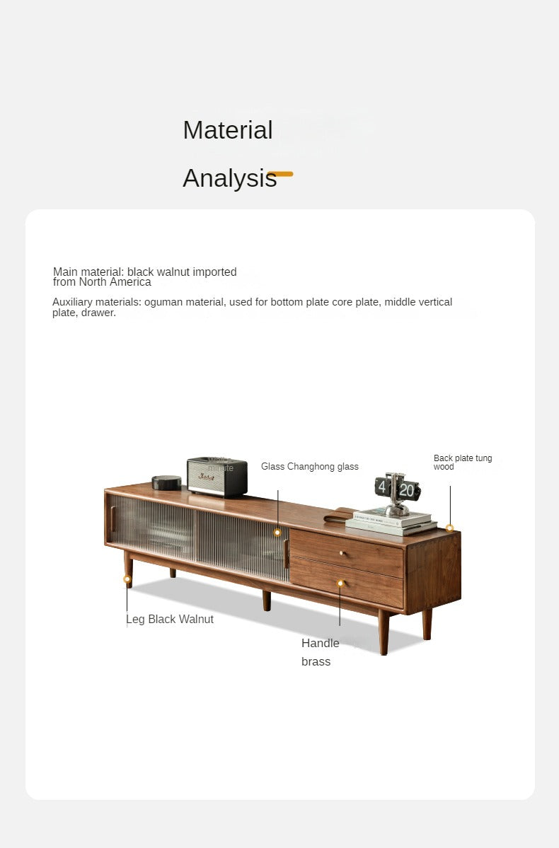 Black Walnut, Rubber, South American walnut Solid Wood Modern TV Cabinet.