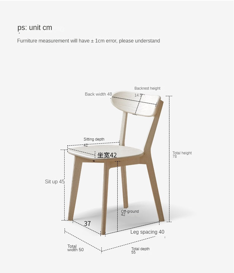 2,4 pcs set -Oak solid wood dining chair cream style white black-