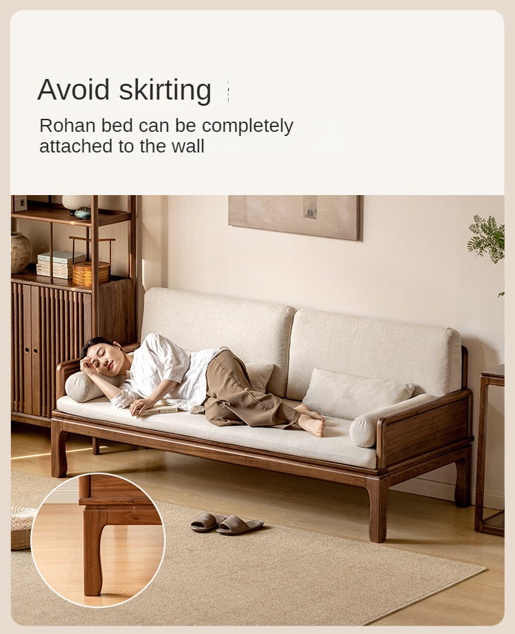 Black Walnut, Oak Solid Wood Dual Use Sofa,