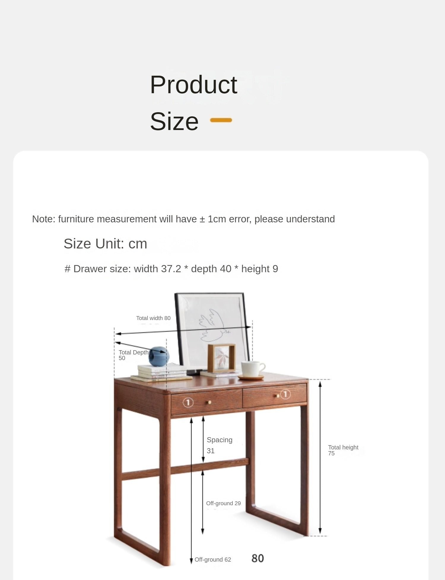 Oak Solid Wood Small Office Desk Walnut Color