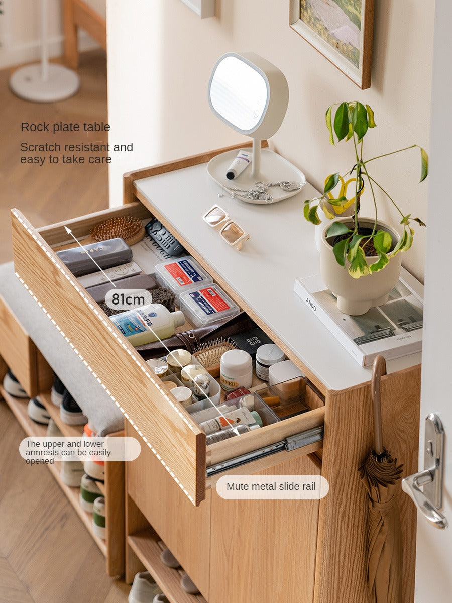 Oak Solid Wood Nordic Rock Slab Shoe Cabinet