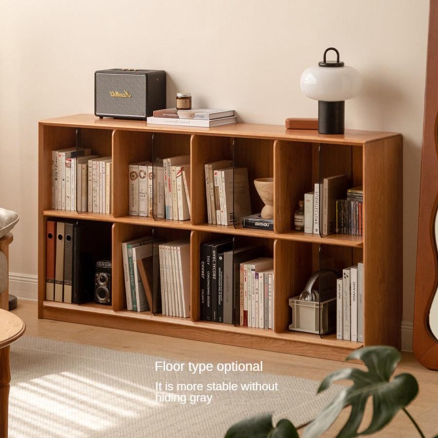 Cherry, Oak Solid Wood Bookshelf Lattice Cabinet