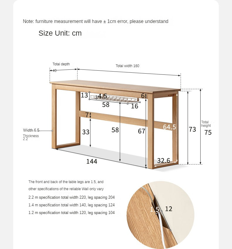 Oak, Beech Solid Wood Long Office Desk
