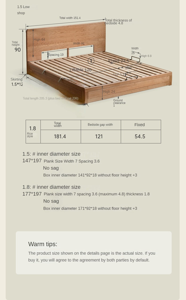 Cherry Solid Wood Box Bed