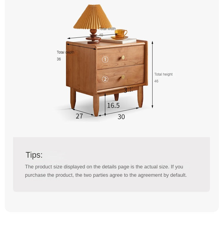 Ash, Cherry Solid Wood Nightstand.