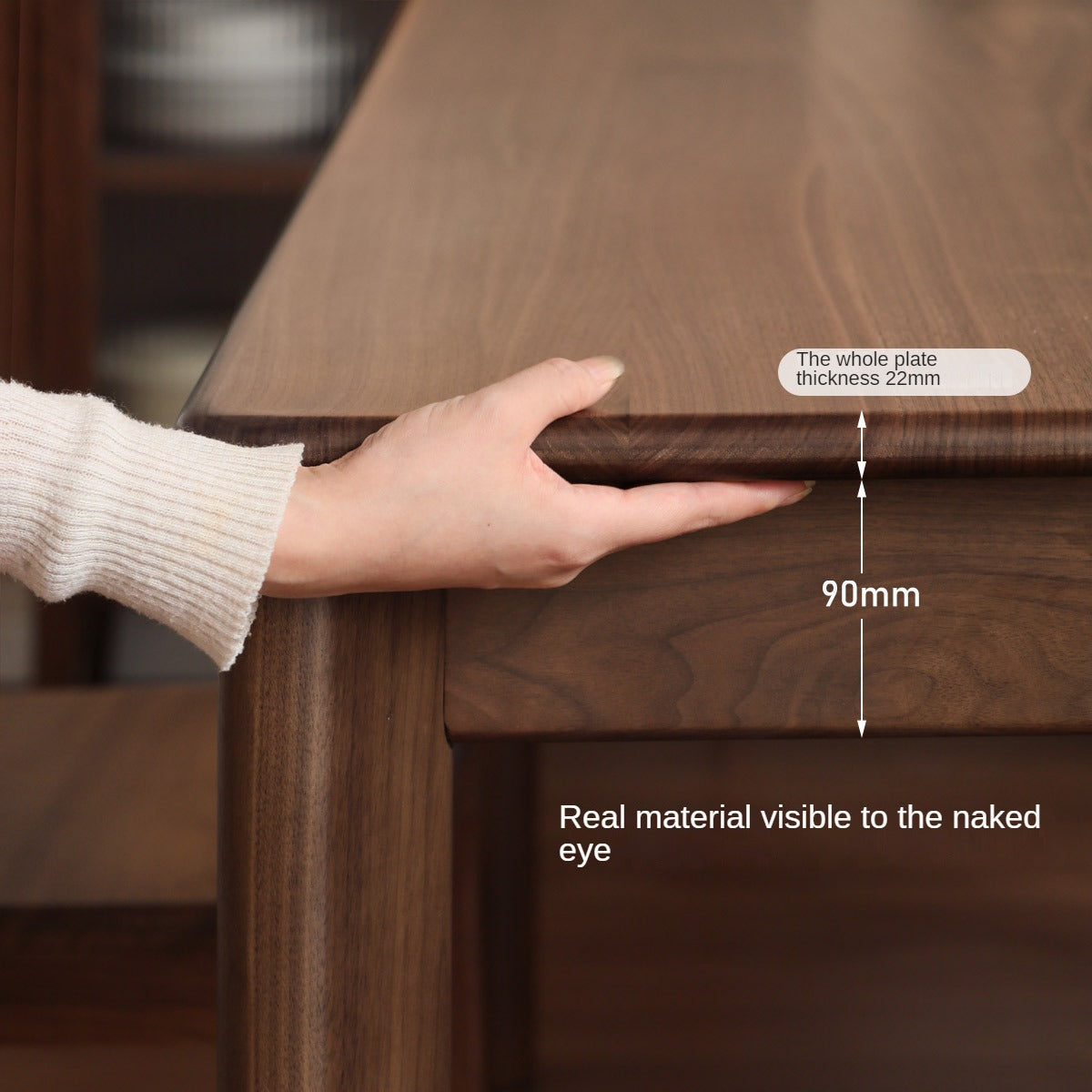 Black Walnut, Sandalwood, Ash Solid Wood Modern Rectangular Table