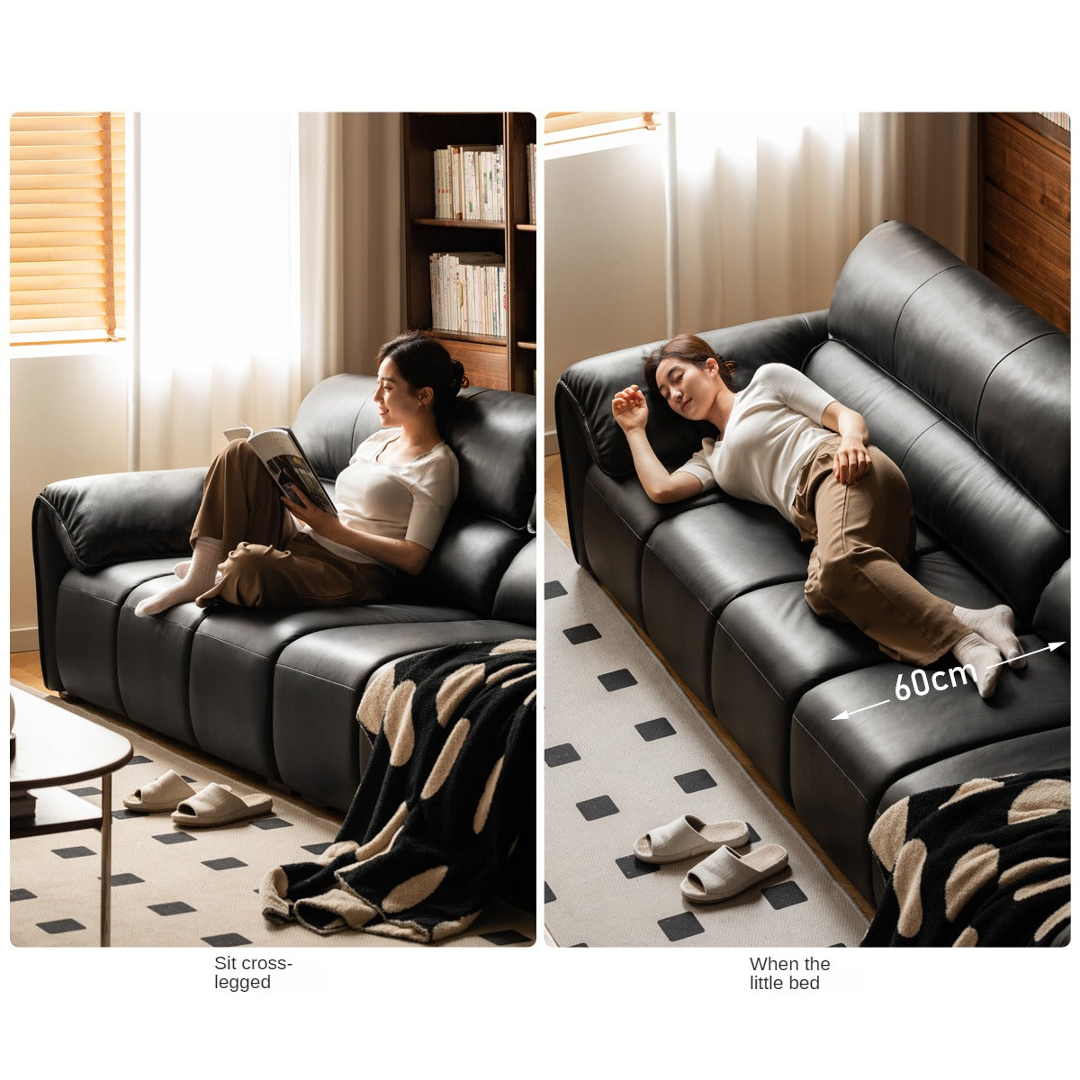 Leather First Layer Yellow Cowhide Piano Key Leather Sofa,