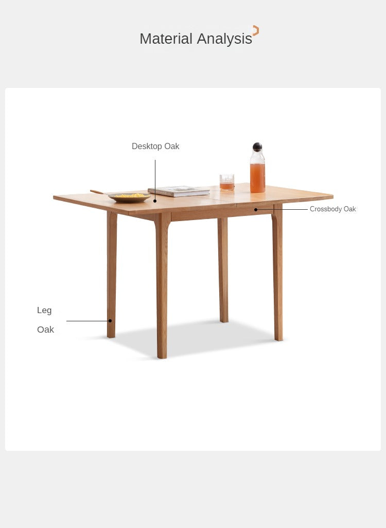 Oak Solid Wood Folding Small Dining Table