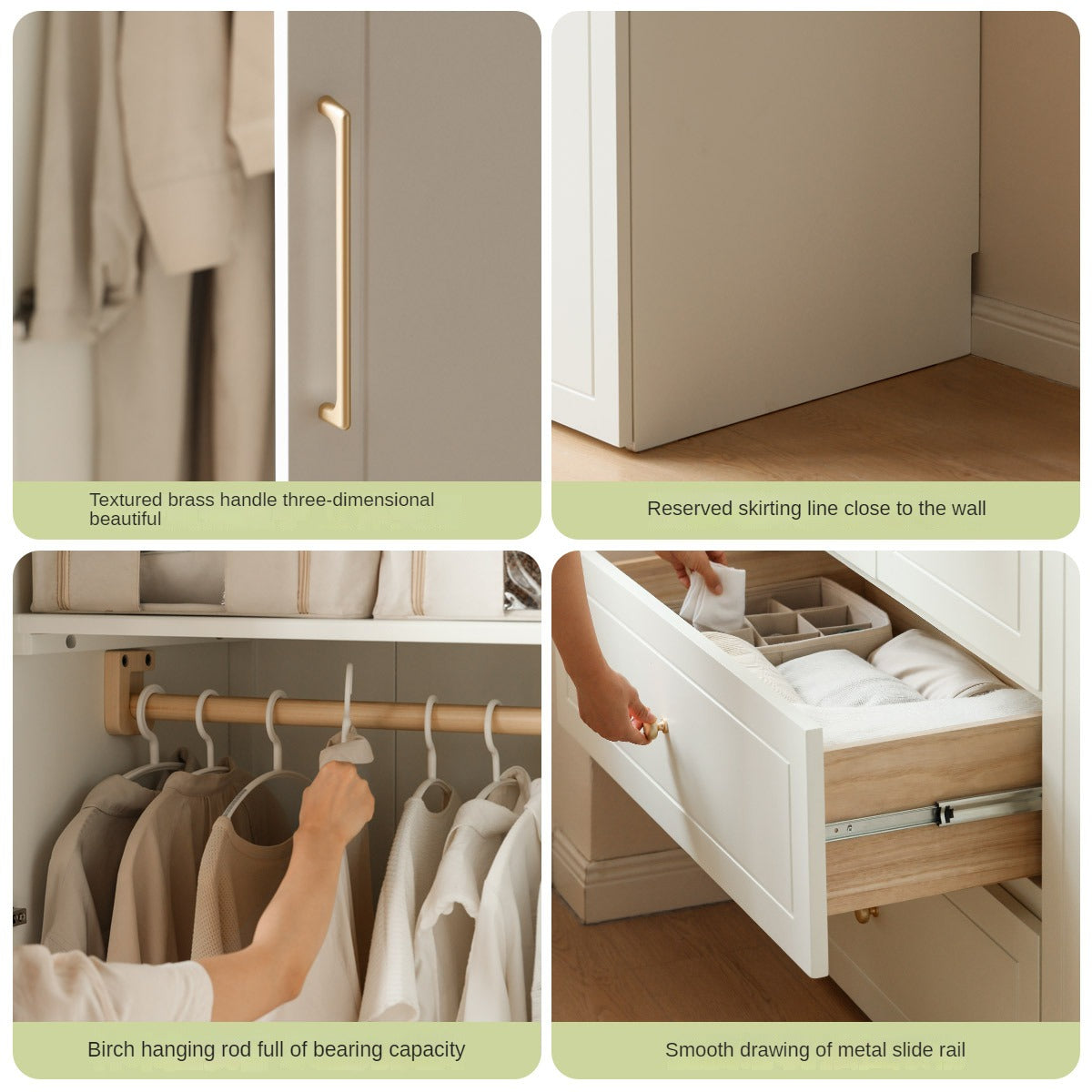 Pine Solid Wood Wardrobe French Cream Style.