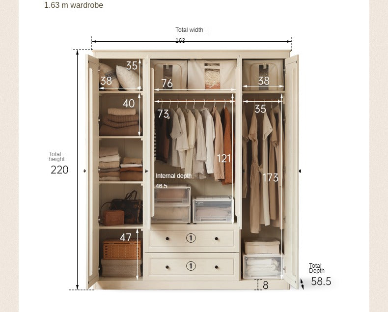 Oak Solid Wood American Style Wardrobe.