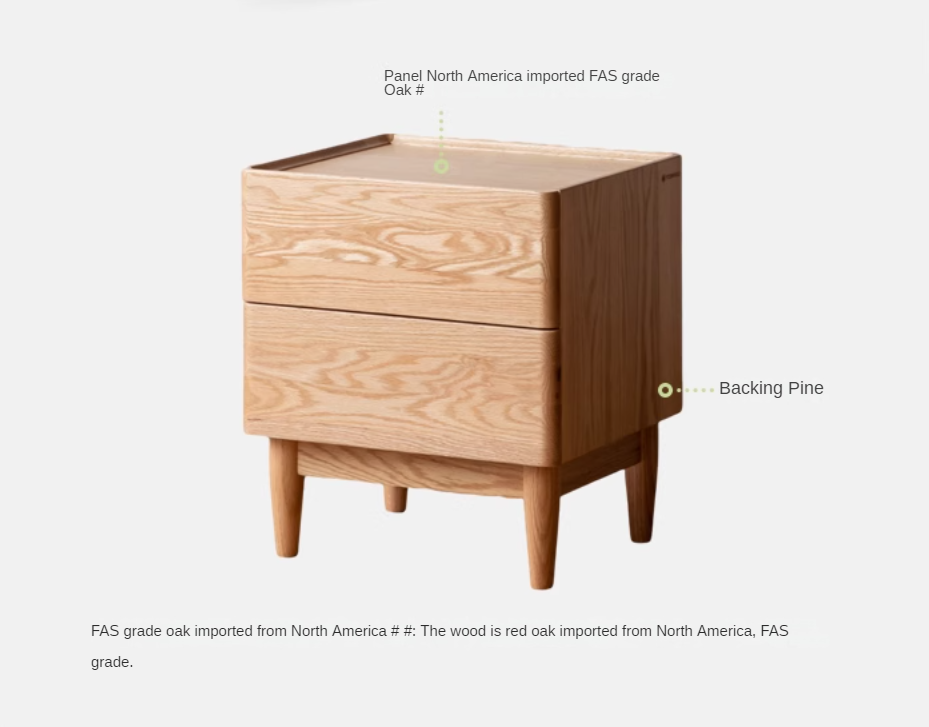 Ash, Oak, Sandalwood Solid Wood White Wax Small Nightstand