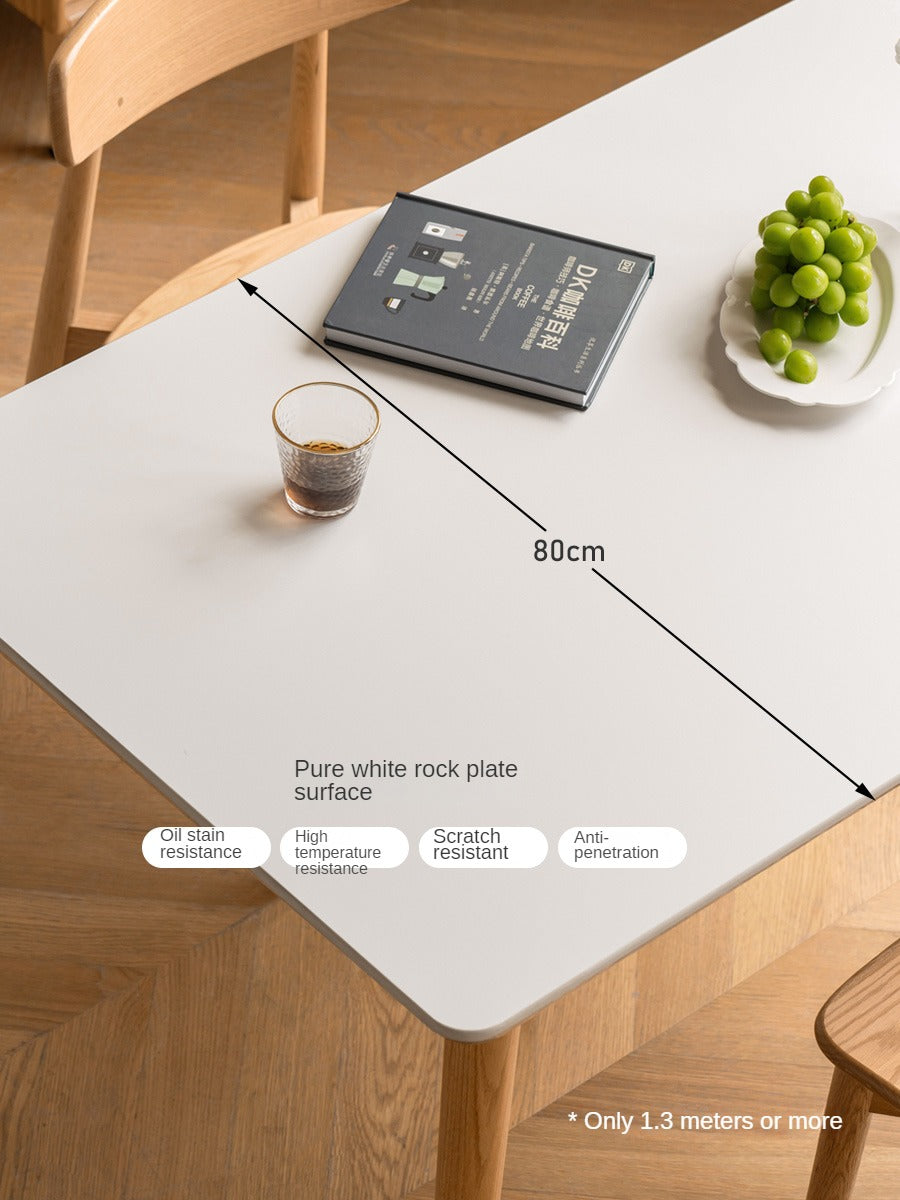 Oak, Beech Solid Wood Dining Table With Rock Slab Surface