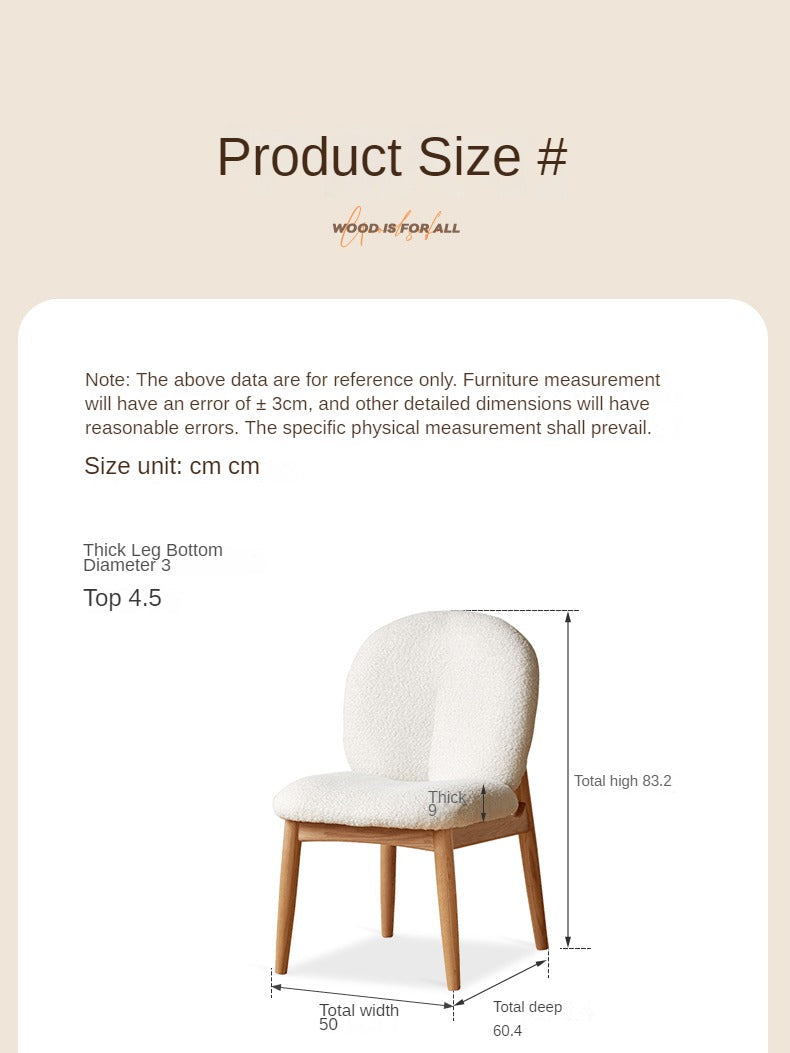 Oak Solid Wood Leisure Soft Chair Study Cream Style