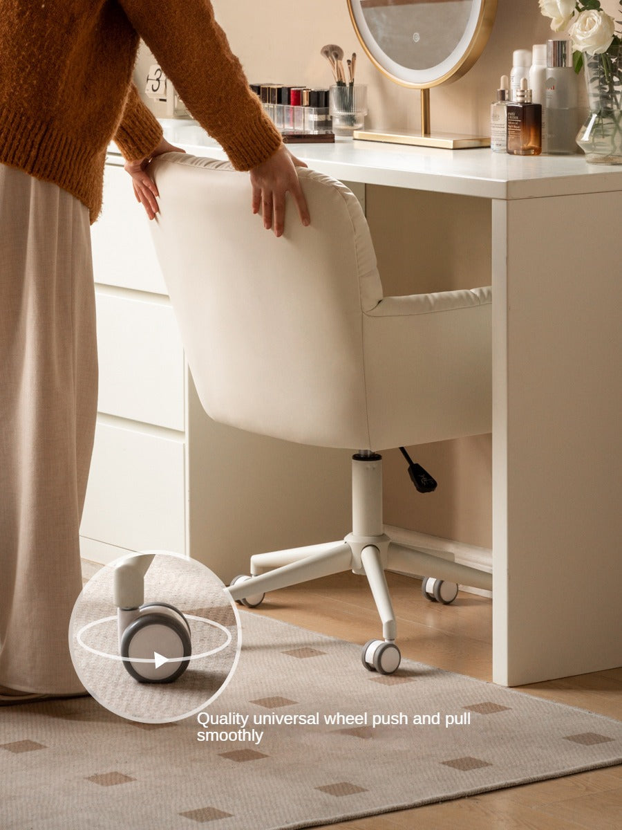Organic Leather Cream Movable Makeup Chair