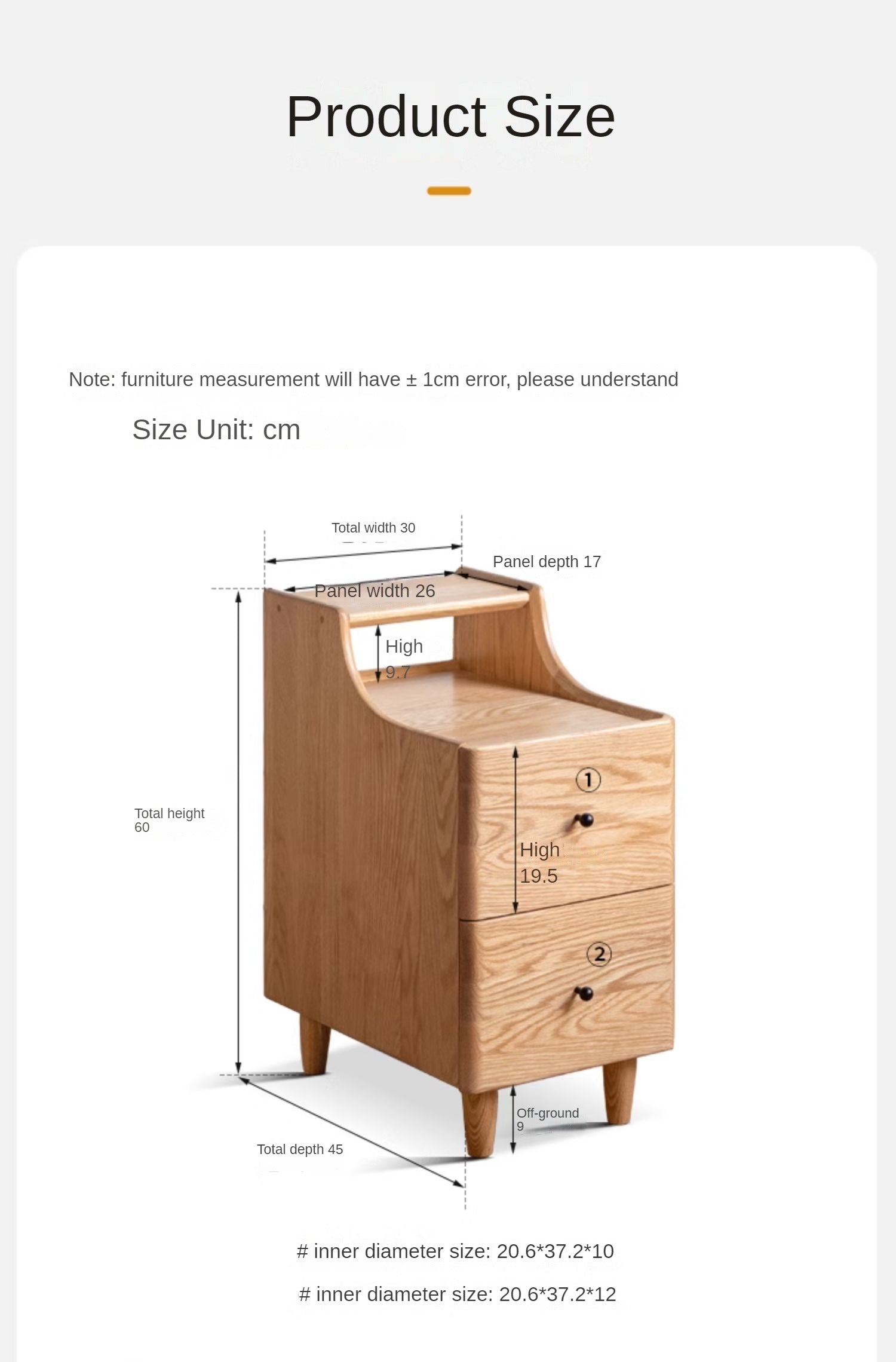 Oak, Ash Solid Wood, Solid Rubberwood Nightstand.