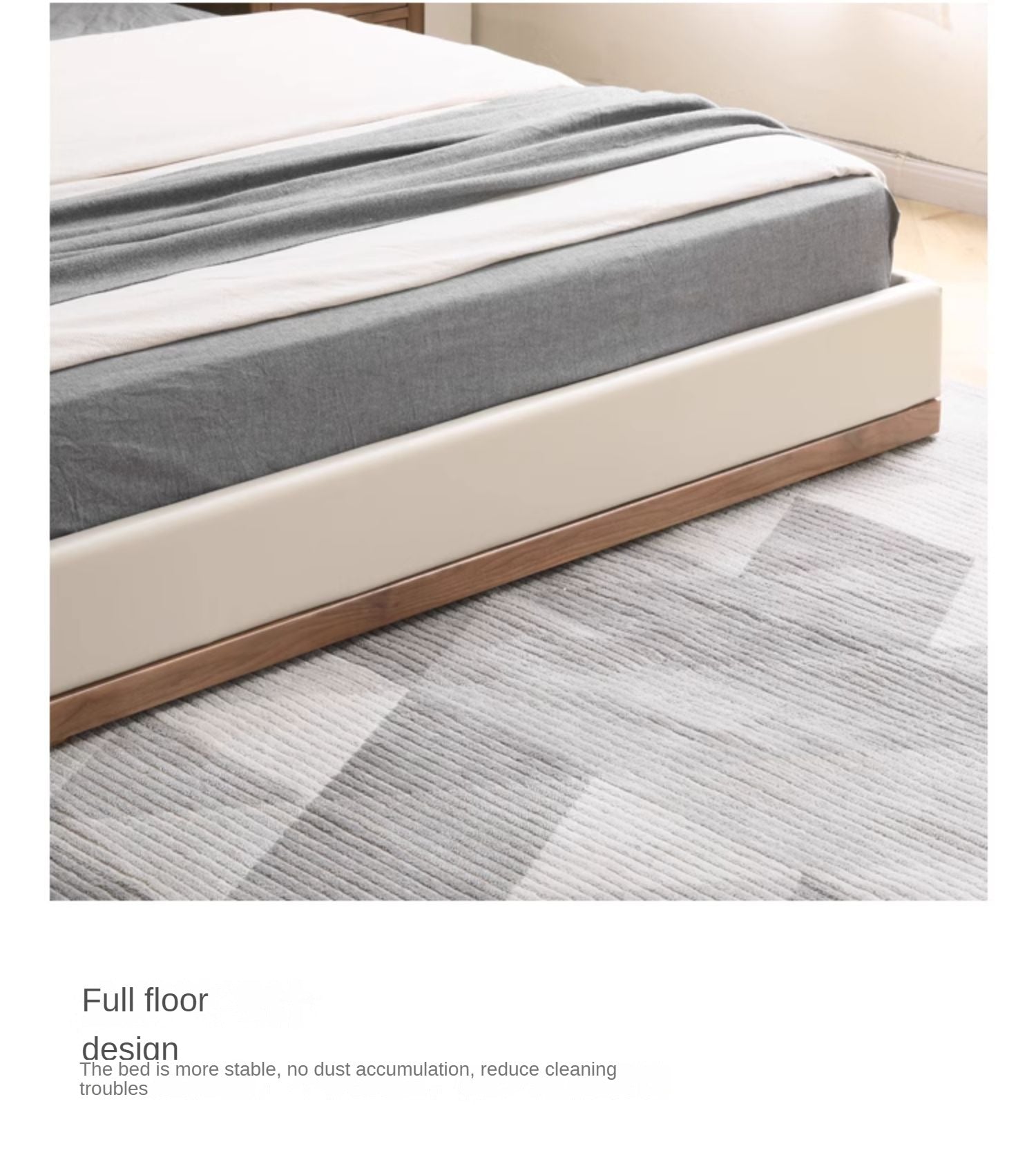 North American Black Walnut Bed Modern Light Luxury Top Layer Cowhide Soft Bed
