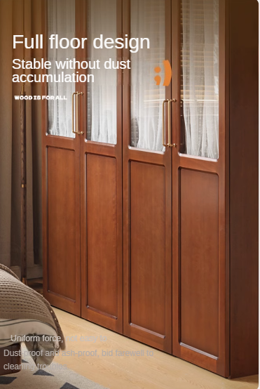 Poplar Solid Wood Modern Retro Style Double Door Wardrobet.