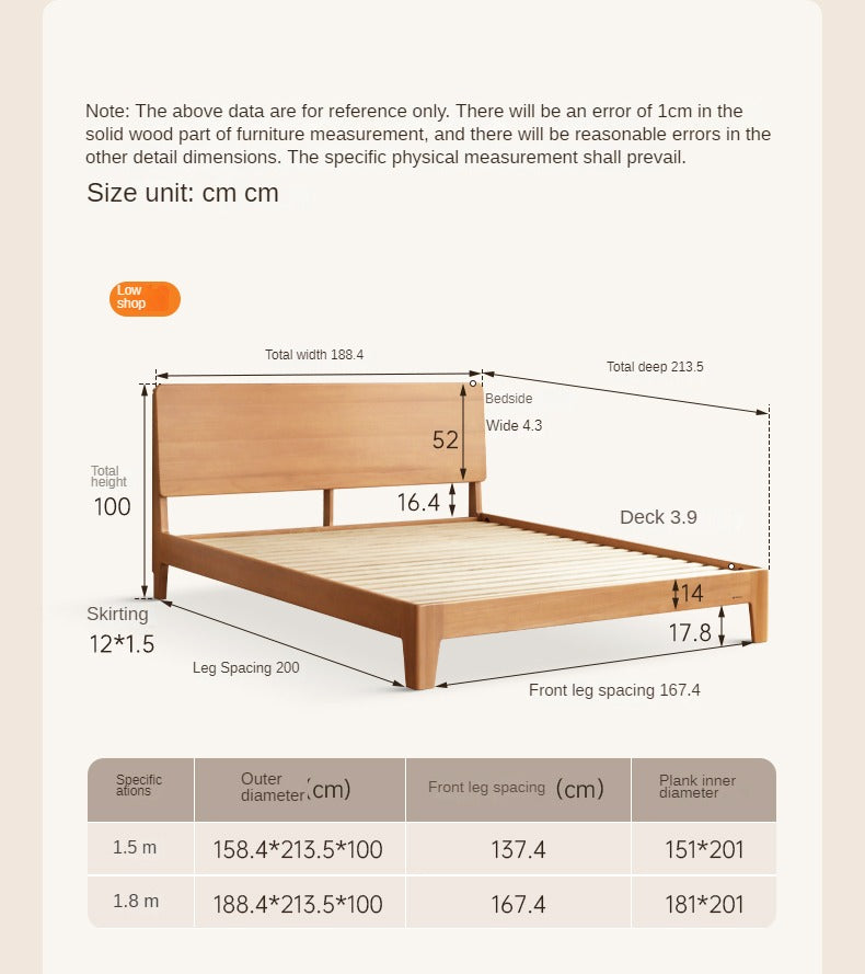 Poplar Solid Wood Modern Large headboard Bed