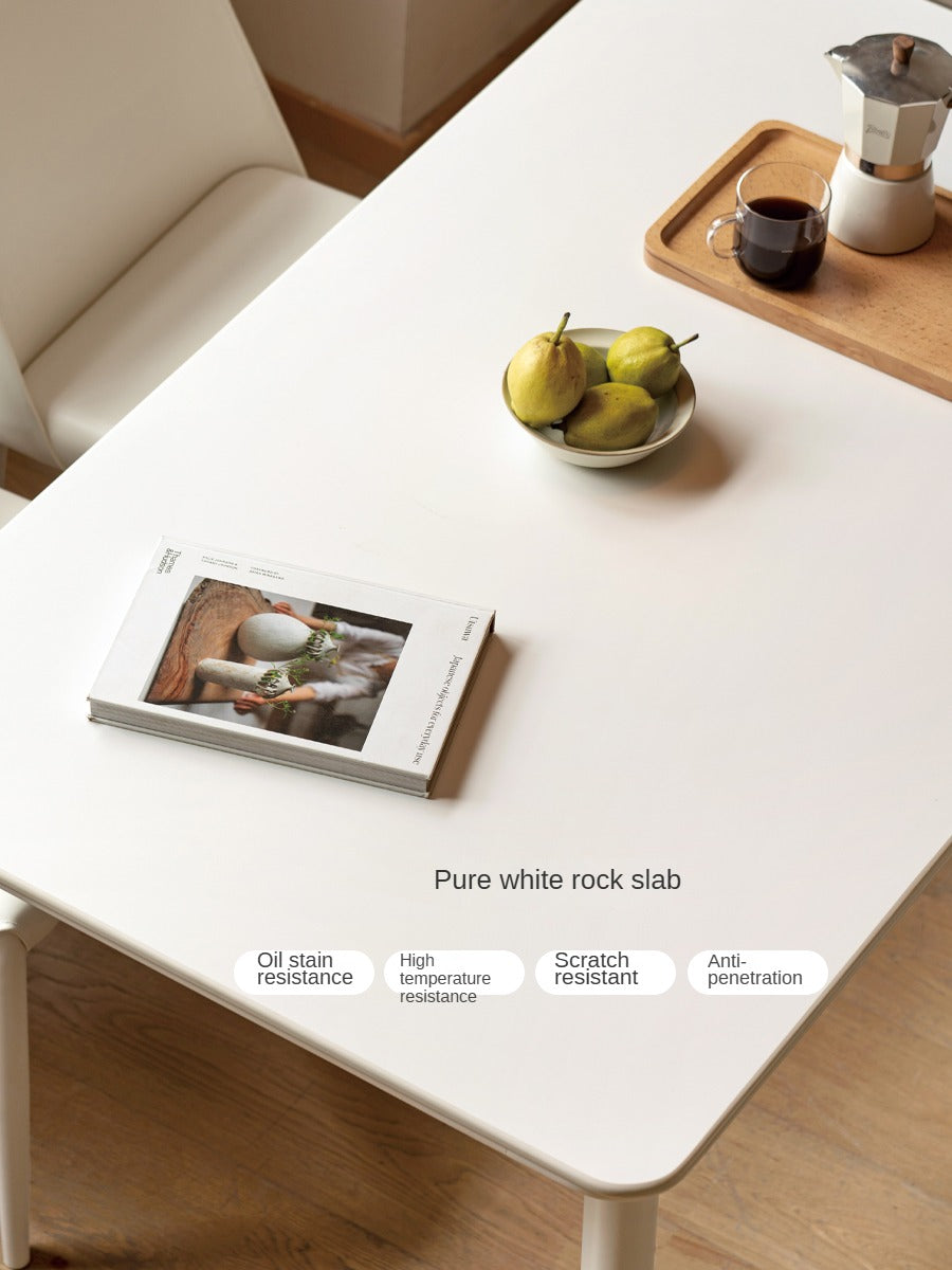 Solid Rubberwood Ectangular Rock Plate Dining Table