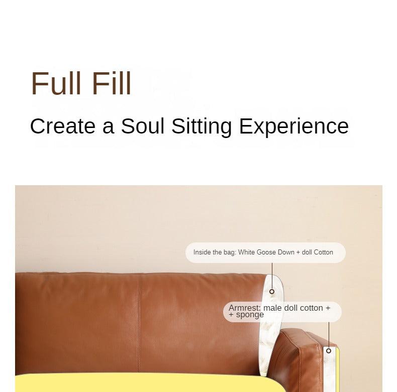 Leather Italian Minimalist Sofa.