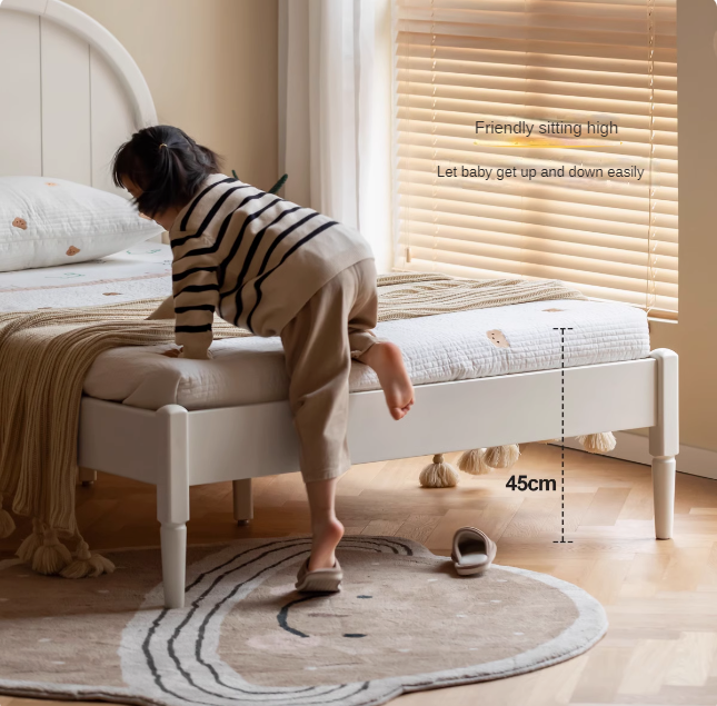 Poplar Solid Wood High Headboard Children's Bed.