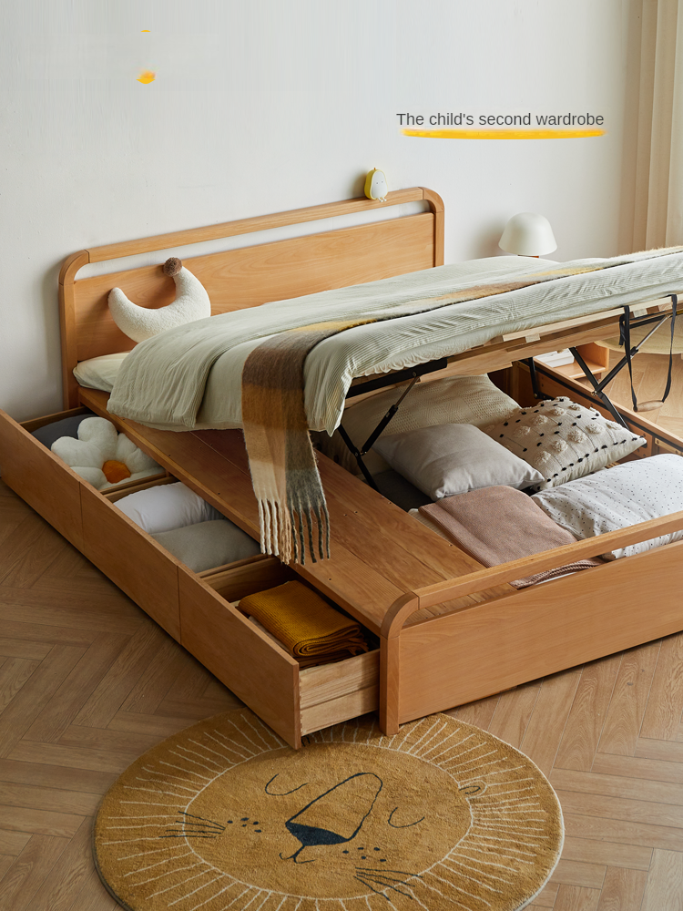 Beech solid wood Multi-functional with storage box bed<