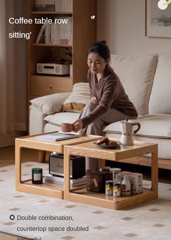 Oak Solid Wood Square Coffee Table.