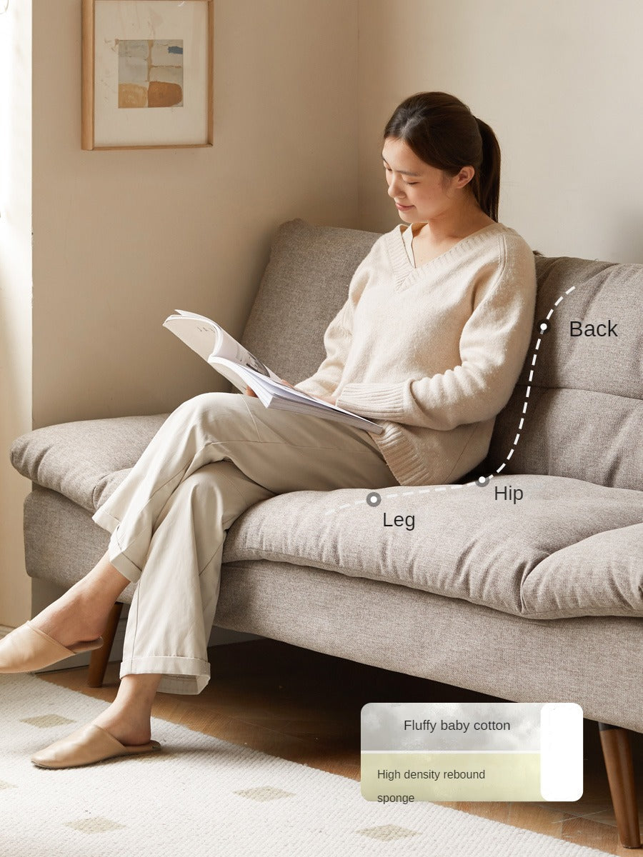 Linen Tufted Convertible Sofa Bed with Splayed Wood Legs