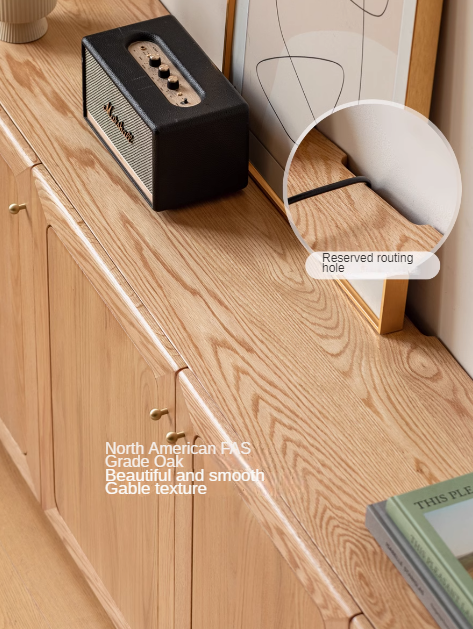 Oak Solid Wood Modern Floor Storage TV Cabinet.
