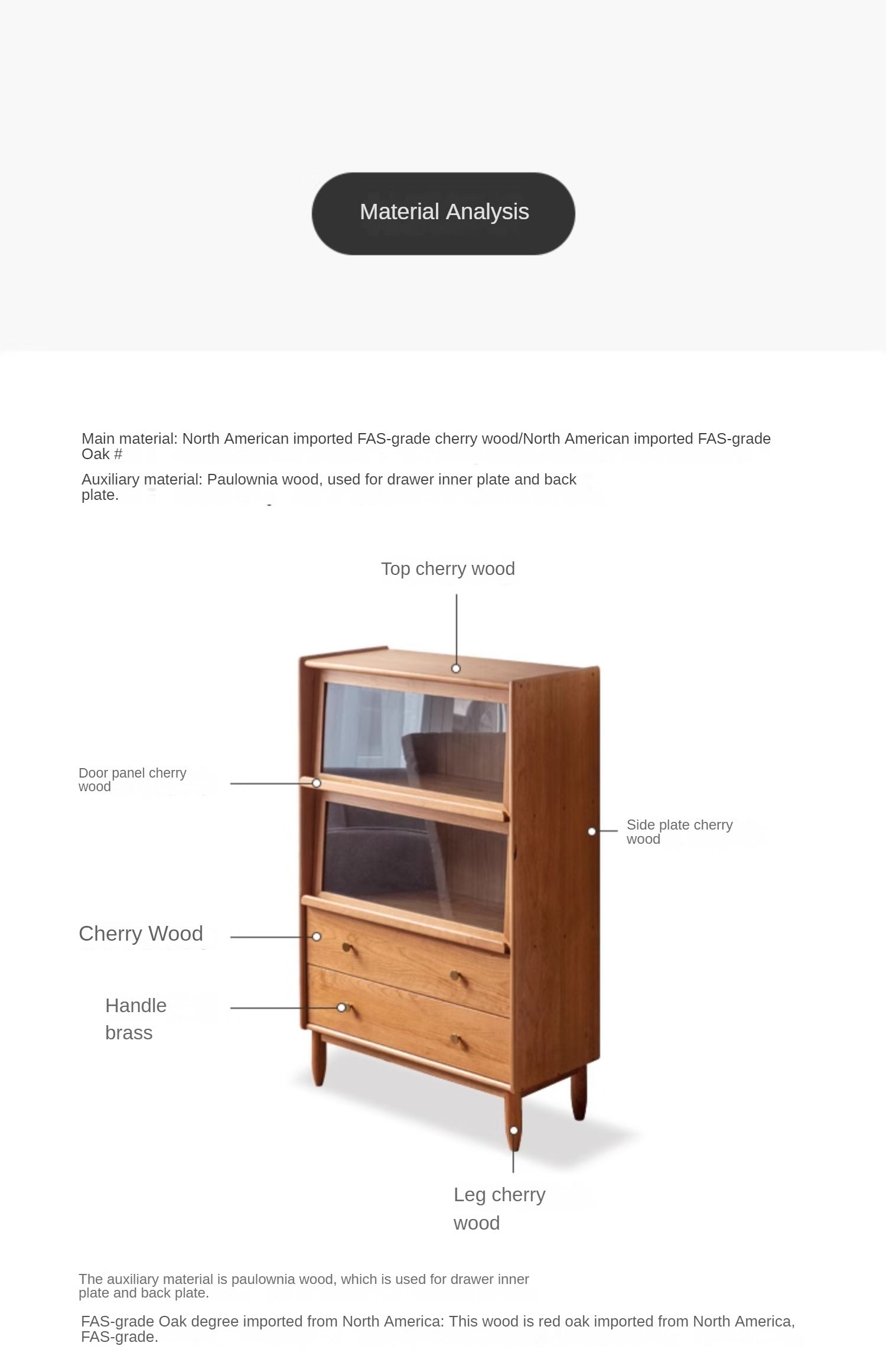 Cherry Wood, Oak, Poplar Solid Wood Side Cabinet Flip Door, LED light