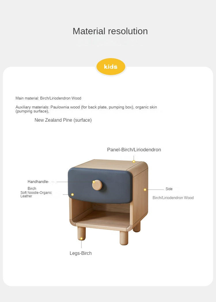 Rubberwood Solid Wood Children's Modern Nightstand