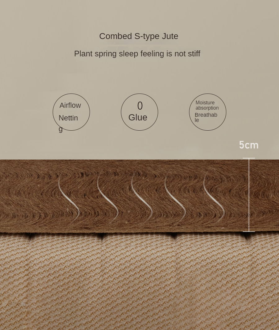 Natural jute Latex Mattress, No-Glue, Antibacterial, Anti-Mite, Hard Hemp Pad 12cm, 10cm, 8cm