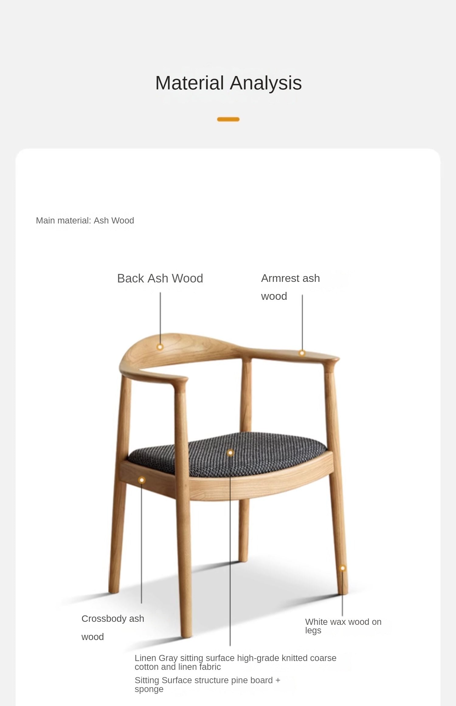 Ash Solid Wood Japanese Presidential Dining Chair