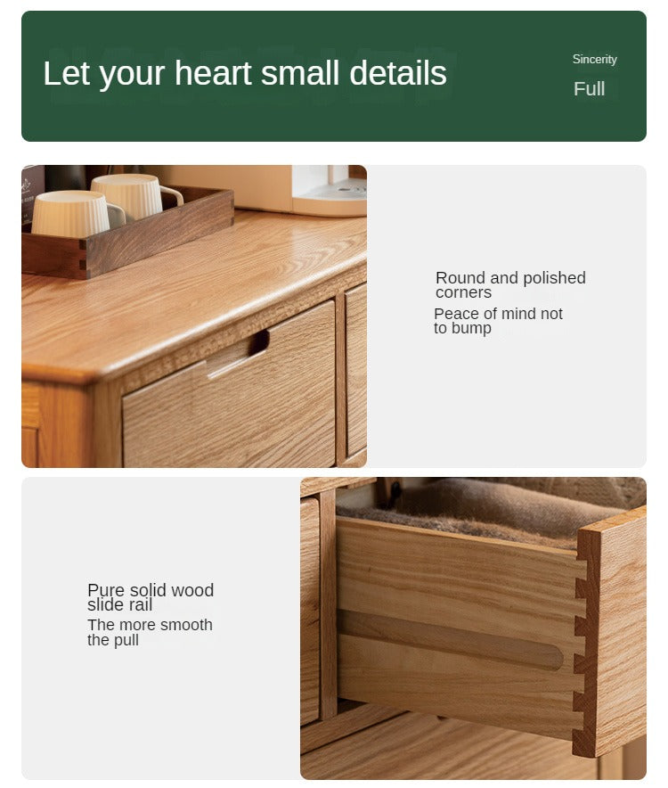 Oak Solid Wood, Solid Rubberwood Nordic Chest of Drawers
