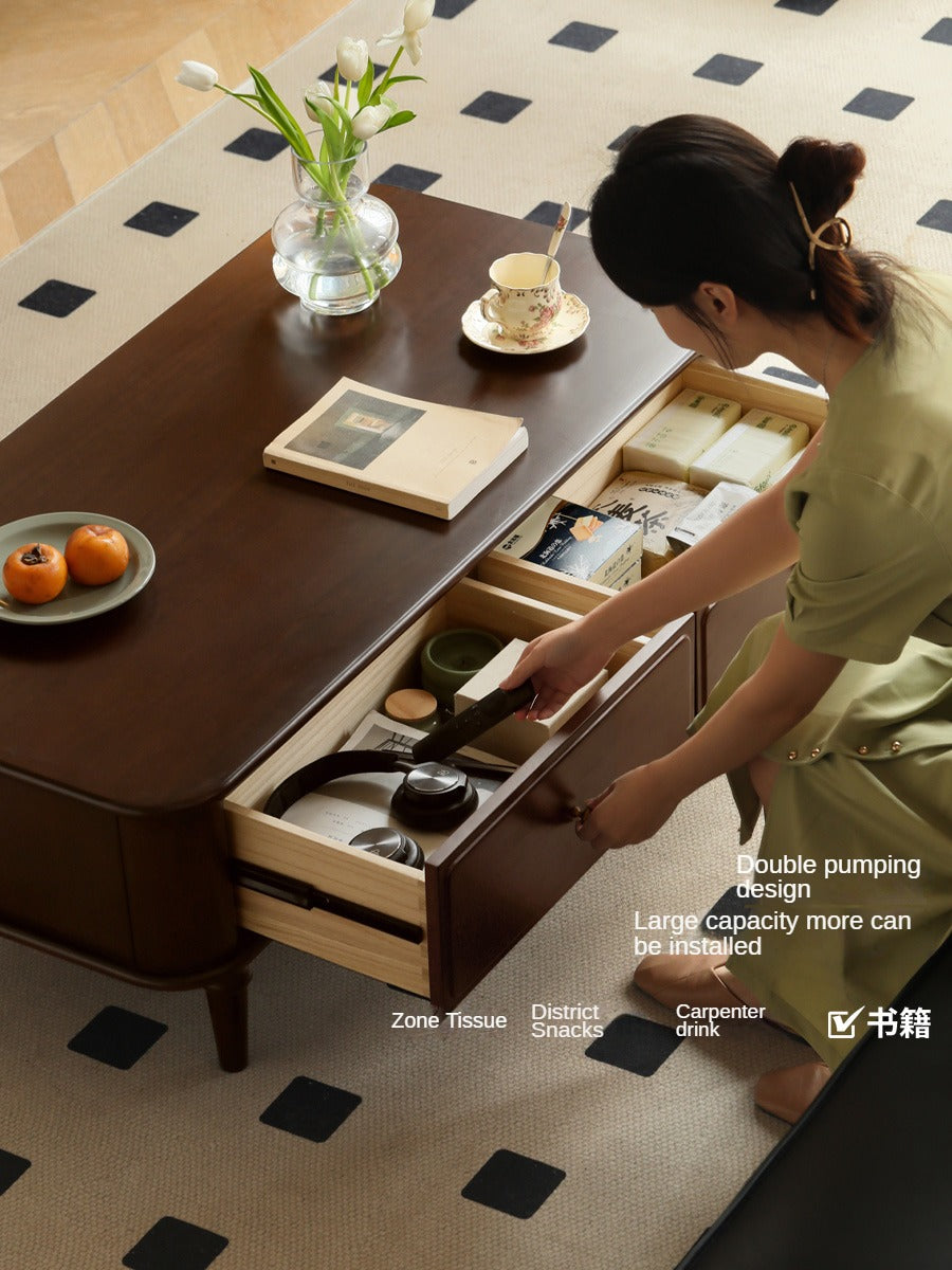 Poplar Solid Wood American Rectangular Coffee Table