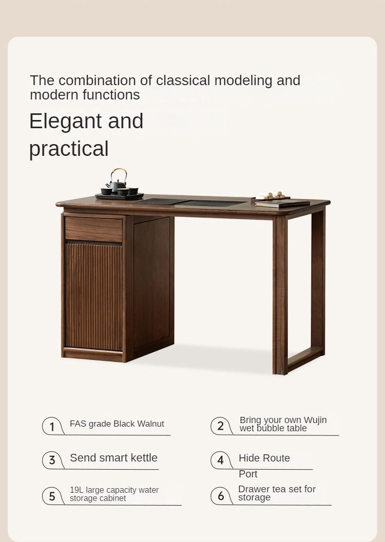 Black Walnut, Oak Solid Wood Large Plate Tea Table.