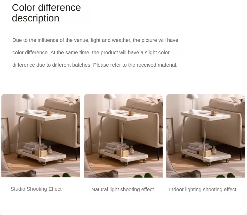 Poplar, Solid Rubberwood Edge Table C-type Mobile