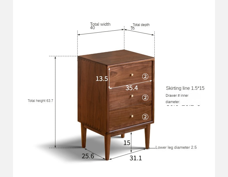 Black walnut solid wood nightstand"