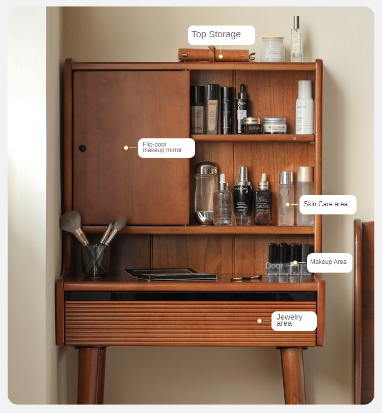 Poplar Solid Wood Retro Makeup Table.