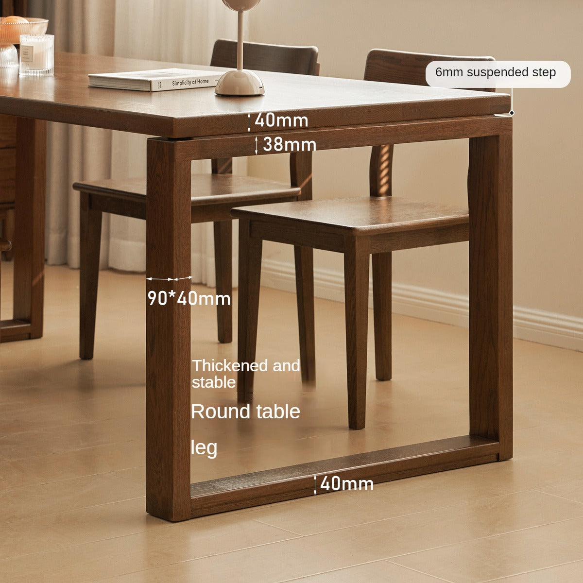 Black Walnut, Oak Solid Wood Long Dining Table